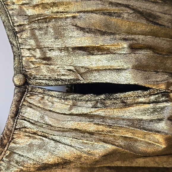 Sam Edelman Gold Metallic Pleated Dress Size 2 Flirty Chic - Picture 6 of 6